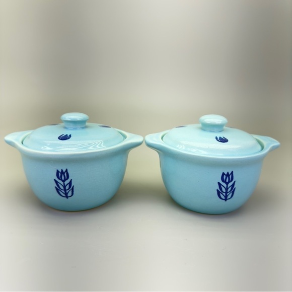 Vintage Cronin Blue Tulip Mini Casseroles - Picture 1 of 9